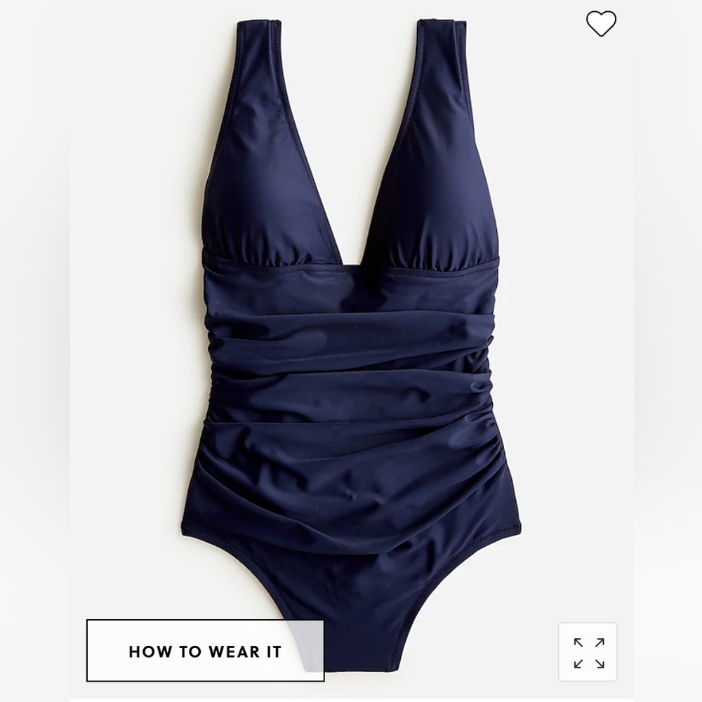 NWT- J crew Ruched V-neck one-piece Navy